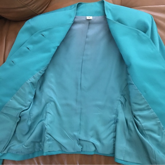 2-piece garment dress skirt suit fully lined size S color teal - Picture 14 of 16